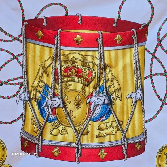 Hermès 'Les Tambours' Silk Scarf Red